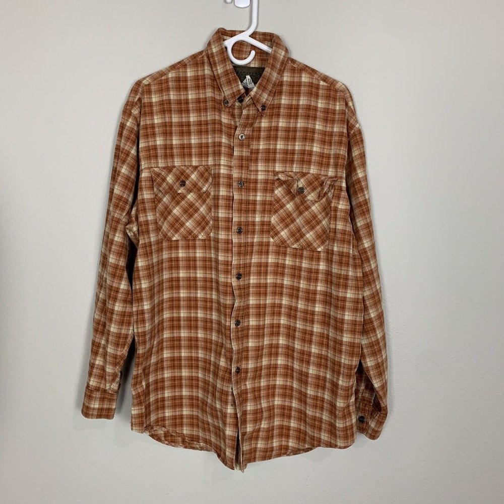 Magellan Orange Plaid Button Up Shirt Size Large